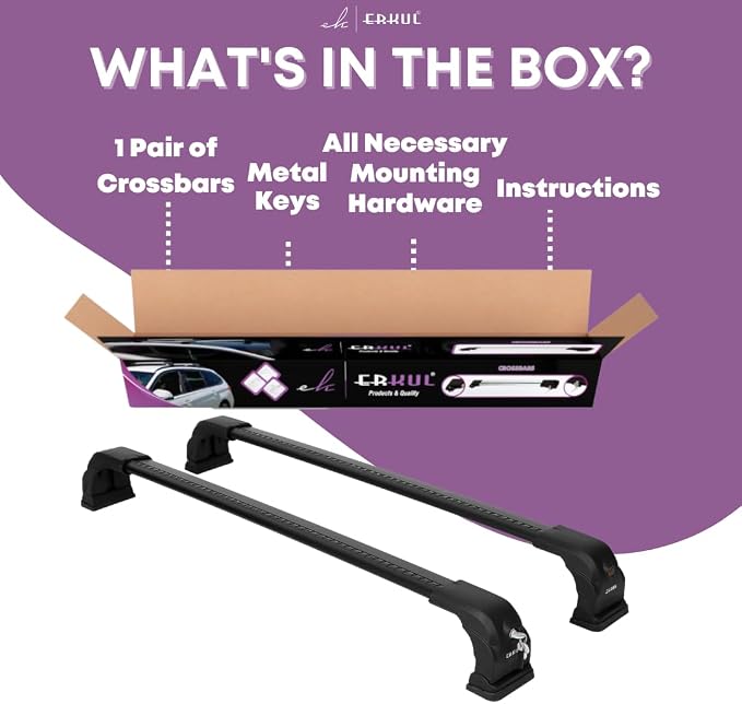 ERKUL Roof Rack Cross Bars for 2011-2026 Mitsubishi Outlander Sport (Not fit for Outlander) | Aluminum Crossbars with Anti Theft Lock for Rooftop | Compatible with Fixed Points Roofs - Black