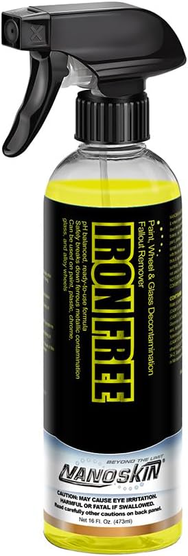 Nanoskin IRON FREE Paint, Wheel and Glass Decontamination Fall Out Remover 16 Oz. - Removes Iron Particles in Car Paint, Motorcycle, RV & Boat | Use before Clay, Wax or Car Wash for Car Detailing