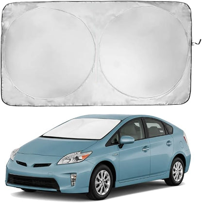Windshield Sun Shade | Compatible for Toyota Prius Hatchback (2010-2015) | Certified 99.87% UVB & 99.02% UVA Car Sun Shade. Award Winning Sunshade - Patented Technology | Car Shades by Kinder Fluff