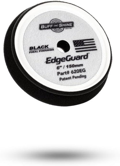 Buff and Shine - EdgeGuard Foam Buffing Pads - Black - 6" Finishing Pad - Pack of 2