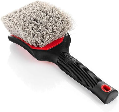 Detail Factory - ProGrip XL Tire Brush - Ergonomic ProGrip Handle - Stiff Synthetic Bristles to Cut Through Grime - Red and Black