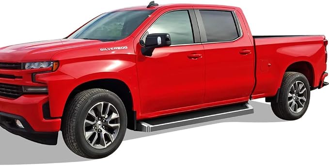 APS (Silver Running Board) Compatible with Chevy Silverado GMC Sierra 1500 2019-2026 Crew Cab & 2500 HD 3500 HD 2020-2026 (Silverado 1500 LTD Sierra 1500 LD 2022)
