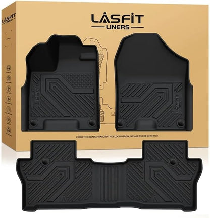 LASFIT Floor Mats for Honda Passport 2019-2025, All Weather TPE Custom Fit Car Floor Liner, 1st & 2nd Row, Black