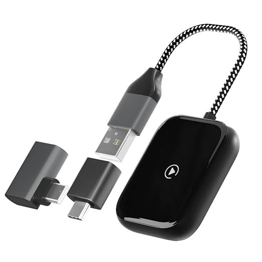Wireless CarPlay Adapter for Apple iPhone, Convert Wired CarPlay to Wireless, Mini Car Play Dongle w/Plug & Play Bluetooth Connection, 2 USB-A to Type-C Converter for More Car Types (Black, Medium)
