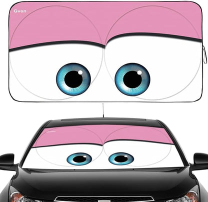 Gven Truck Windshield Sun Shade for Car Windshield Cover Interior Front Window Shades Sun Visor Protector Blocks UV Rays Must-Have Truck Accessories for Pickup, SUV, Sedan, Van, Bonneville (Pink, XL)