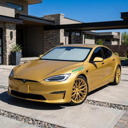 Windshield Sun Shade Compatible for Tesla Model S | Certified 99.87% UVB & 99.02% UVA Car Sun Shade. Award Winning Sunshade - Patented Technology | Car Shades by Kinder Fluff
