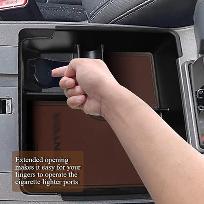 Muslogy for 2022+ Frontier Accessories Center Console Organizer Insert Tray Storage Box Armrest Organizer Compatible with Frontier 2022 2023 2024 2025 2026(Brown Leather)