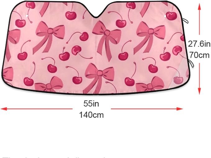 Bow Cherry Pink Windshield Sun Shade Blocks UV Rays Sun Visor Protector Sunshade Accordion Folding Sun Reflector Auto for Car Truck SUV to Keep Your Vehicle Cool
