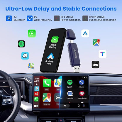 Carlinkit Mini SE Pro Wireless Android Auto & CarPlay Adapter, 2-in-1 Mini Converts Wired to Wireless Dongle for USB-C/A Plug and Play Low Latency Portable/iPhone iOS 10+ / Android 11+
