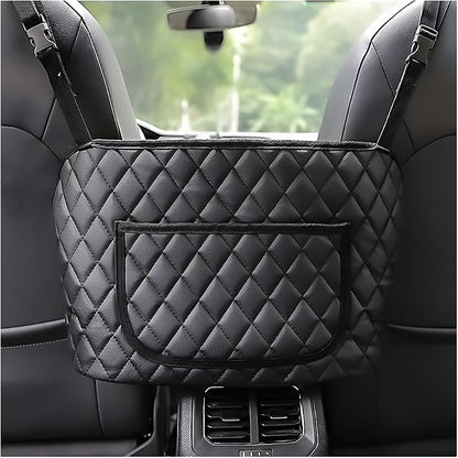 Ohleats Car Handbag Holder Between Seat, Leather Large Capacity Storage Pocket for Front Seat, Automotive Console Organizer Interior Backseat Barrier for Kids Pet, Car Accessories