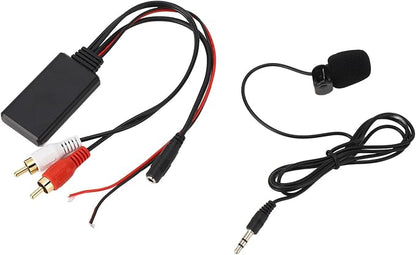 POCREATION Bluetooth AUX Module with Dual Cable Adapter and Built-in Hands-Free Microphone for Pioneer Car Stereo Systems