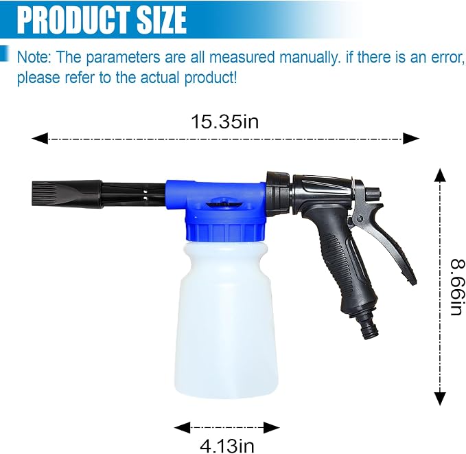 ZIMISI Car Wash Foam Gun, Foam Cannon for Hose, Professional Car Foam Sprayer with 6 Levels Foam Concentration, Spray Gun Cleaner, Connects to Any Garden Hose (Blue)