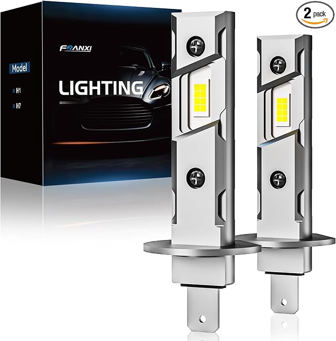 FRANXI H1 Bulbs, Super Bright Fog Light Bulbs, 1:1 Mini Design, Pack of 2 | 6000k Cool White, Plug and Play, 16000LM, Accessory Light Kits