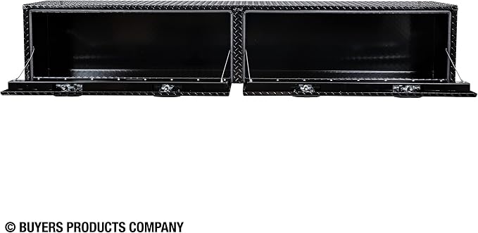 Buyers Products 1721561 Black Aluminum Diamond Tread Topsider Truck Box With Drop Door, 96x13x16 Inch, Weather Resistant, Locking Compression Latch, No Drill Install, Made in USA