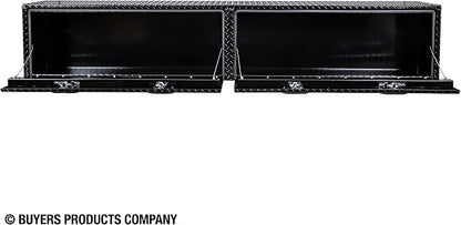 Buyers Products 1721561 Black Aluminum Diamond Tread Topsider Truck Box With Drop Door, 96x13x16 Inch, Weather Resistant, Locking Compression Latch, No Drill Install, Made in USA