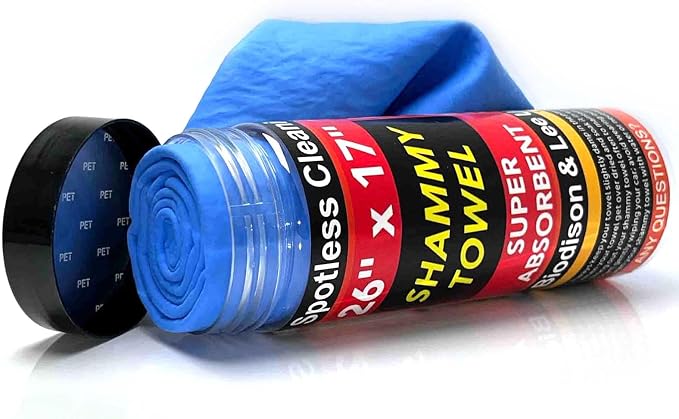 Premium Shammy Cloth for Car Drying - 1pk(26”x17”) - Super Absorbent Synthetic Chamois Towel for Car - Reusable Car Drying Shammy - Scratch-Free Car Drying Towel(Blue)