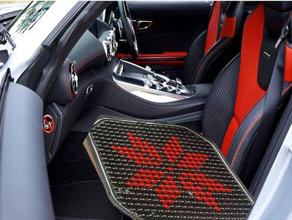 Car Beads Cooling Seat Cover, Wooden Bead Cool Cushion Mat, Large Thickened Black Red Office Chair Cushion Pad for Home Office Gift for Husband Wife 16.73"