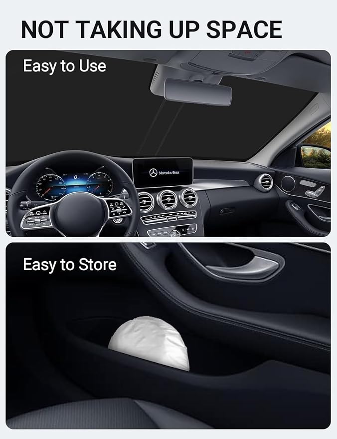 Proadsy 2026 Upgrade Front Windshield Sun Shade Foldable Sunshade Protector Custom Fit 2015-2021 C Class Accessories