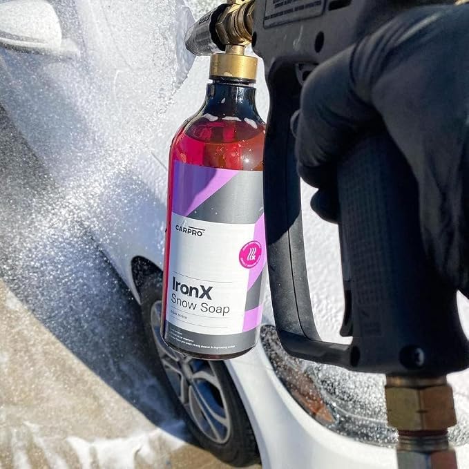 CARPRO IronX Snow Soap - Car Wash Pre-Wash Cleaner and Degreaser on Paint, Glass, Wheels, Headlights, Plastic Trim - Remove Old Wax & Brake Dust- Gallon (135oz)