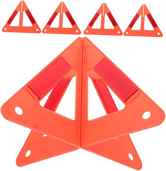 Luxshiny 5pcs Stable Portable Car Warning Rack Reflective Triangles Essential for Emergency Parking Safety