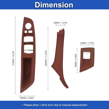Door Handle Cover Kit for BMW 5 Series 520 523 525 528 530 535 F10/F11/F18 2010-2016, Driver & Passenger Side Window Switch Armrest Trim for Left-Hand Drive Models (Red Wine)