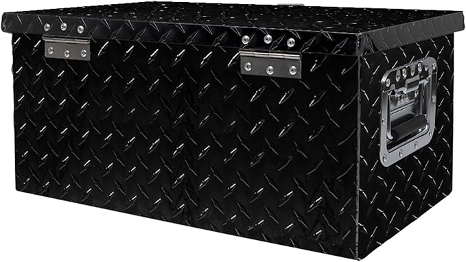 munirater 20 Inch Heavy Duty Black Aluminum Plate Tool Box Truck Bed RV Trailer Toolbox Storage W/Side Handle and Lock Keys 20 x 12 x 9.5in