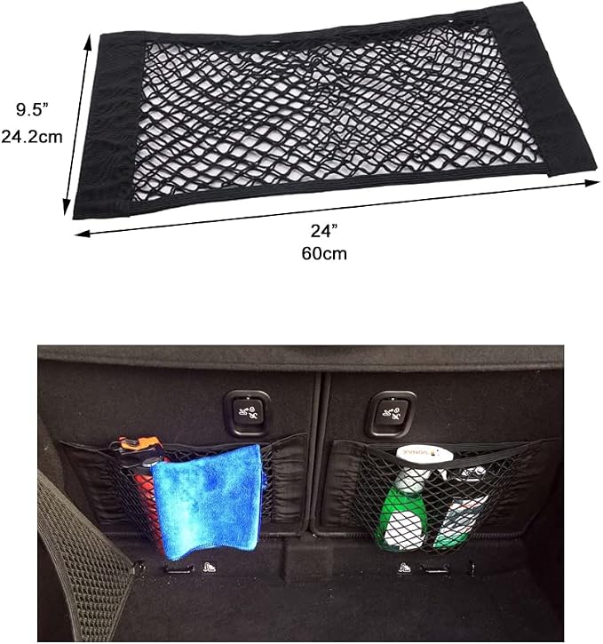 Universal Mesh Cargo Net Storage Net Wall Sticker Organizer Pouch Bag Storage Mesh Net for Car Trunk Storage Add On Organizers for Car Truck (24" x 9.5"（2 Packs)