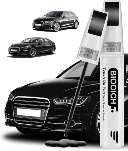 Touch Up Paint Pen Exact Color Match Car Chip and Scratch Repair (for Audi, Mythos Black(0E/LY9T))