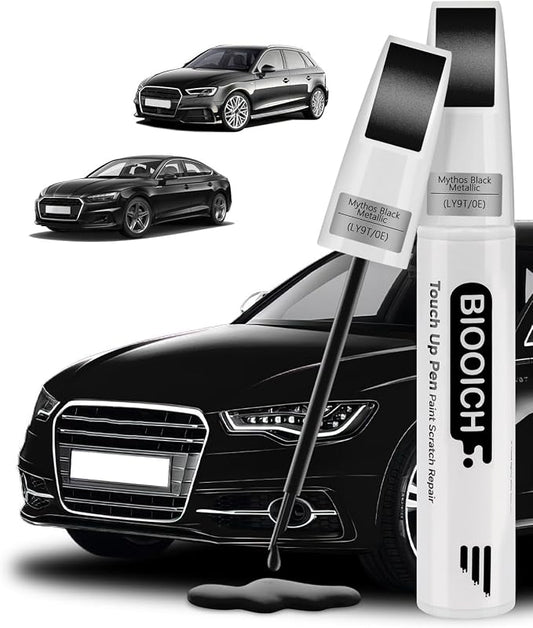 Touch Up Paint Pen Exact Color Match Car Chip and Scratch Repair (for Audi, Mythos Black(0E/LY9T))