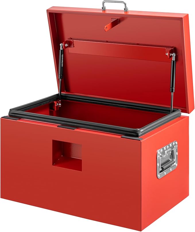 24" Truck Tool Box,Heacy Duty Metal Storage Organizer with Strong locking tongue,Trailer Tongue Box with Safe Hinge, for Truck,Pickup,RV,Garage,Best gift for family and friend,Red Power Coating