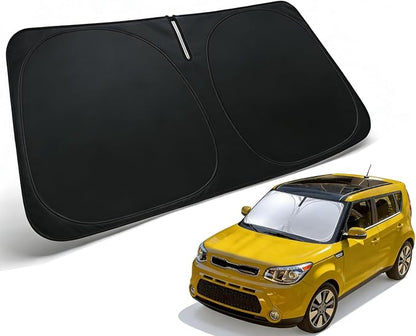 Windshield Sun Shade for 2014-2019 Kia Soul Accessories, Car Front Window Sun Visor Protector & Heat Shield | 240T Sunshade Protection Blocks UV Rays Keep Your Car Cooler