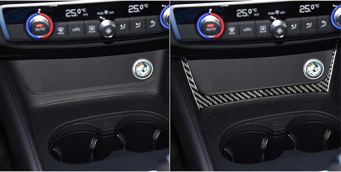 Real Premium Carbon Fiber Decor Compatible with Audi A3 S3 RS3 8V 2013 2014 2015 2016 2017 2018 2019 Car Center Console Power Outlet Sticker Frame Interior Accessories Decal Black