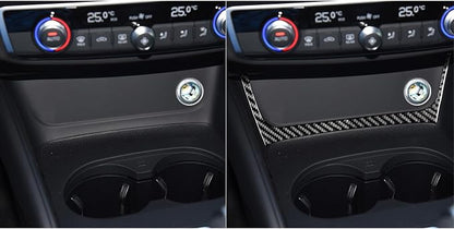 Real Premium Carbon Fiber Decor Compatible with Audi A3 S3 RS3 8V 2013 2014 2015 2016 2017 2018 2019 Car Center Console Power Outlet Sticker Frame Interior Accessories Decal Black