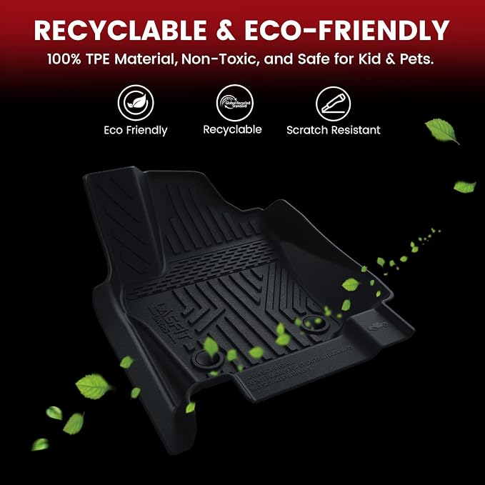 LASFIT Front Floor Mats Fit for Tacoma 2024-2026 (Only Fit Auto Tran) Custom Fit All Weather Protection TPE Floor Liners for Tacoma Accessories Front Row Car Mats (Not Include The 2nd Row Floor mats)