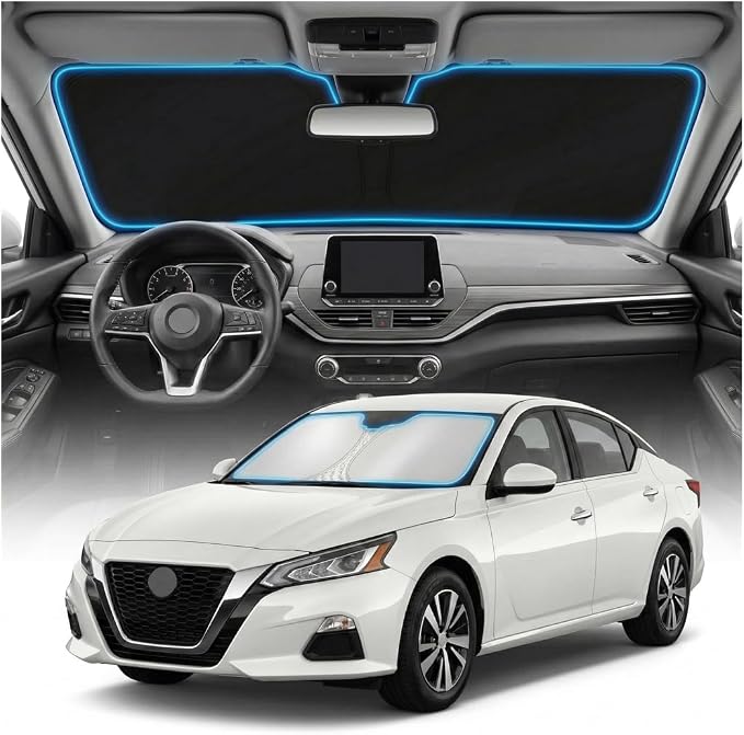 for Nissan Altima Sun Shade Windshield Cover - Custom Fit Altima Accessories 2019-2025 2026 Sunshade Foldable UV Protection & Heat Shield Sun Visor Accessories
