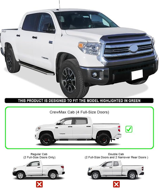 APS 6in 304 Stainless Steel (Polished Flat Style) Running Boards Side Bars Side Steps Compatible with Toyota Tundra 2007-2021 CrewMax