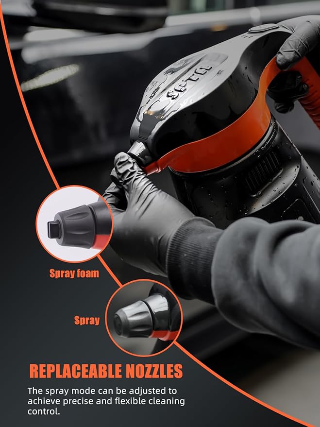SPTA Pressure Foam Sprayer, 2.25L/76 oz Electric Pressurized Soap Sprayer Car Foam Sprayer, Cordless Pump Sprayer, Car Wash Pressure Washer Foamer with 500ML Shampoo for Detailing