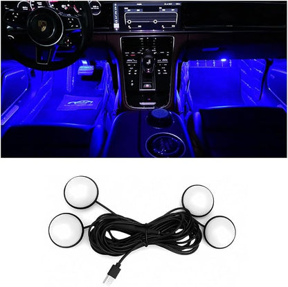BESULEN Car Interior LED Lights, Automotive Ambient Neon Light Kit with USB Port, Car Accessories, Gifts for Men and Women, 4 in 1 Decoration Lights for Car, Garden, Home, Party（Blue）