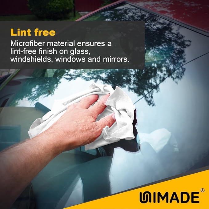 UNIMADE Shop Rags, 100 Sheets Microfiber Cleaning Cloth Commercial Grade Washcloths Lint-Free Bulk Shops Towels for Cars Mechanic Restaurant Garage Housekeeping, 11"x 9", White