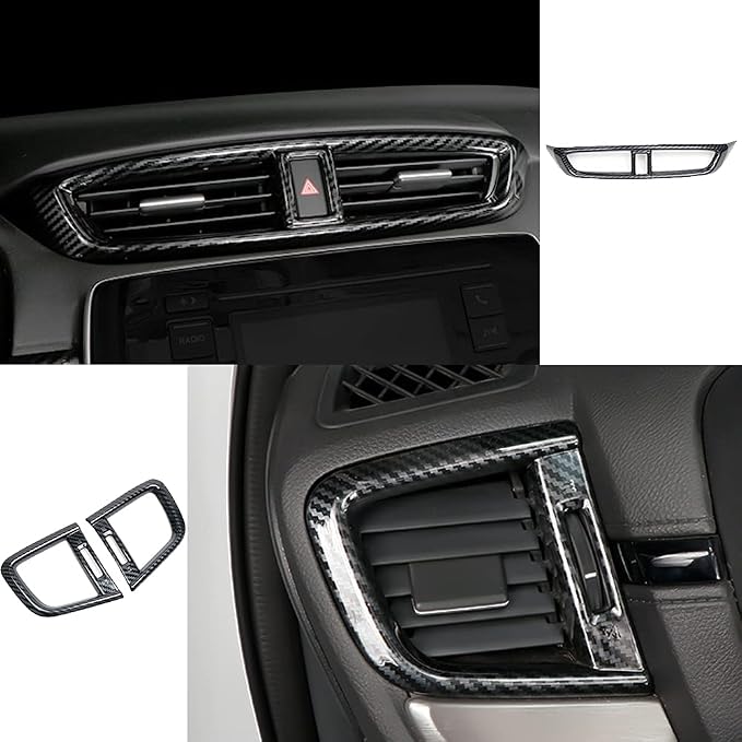 15PCS Full Interior Decoration Cover Center Consoles Instrument Panel Dashboard Trim Central Side Air Outlet Steering Wheel Moulding Trim Kits For Honda CRV 2017-2022 Carbon Fiber