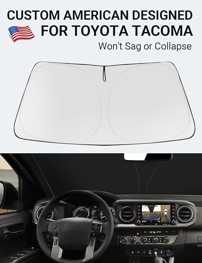 Proadsy 2026 Upgrade Front Windshield Sun Shade Foldable Sunshade Protector Custom Fit 2016-2023 Tacoma 2Dr 4Dr Off-Road, Limited, TRD Pro Pickup Accessories