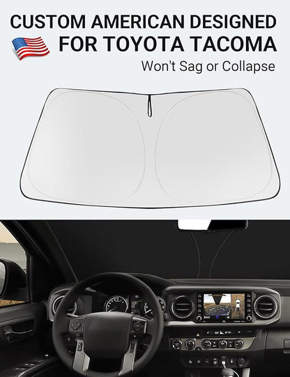 Proadsy 2026 Upgrade Front Windshield Sun Shade Foldable Sunshade Protector Custom Fit 2016-2023 Tacoma 2Dr 4Dr Off-Road, Limited, TRD Pro Pickup Accessories