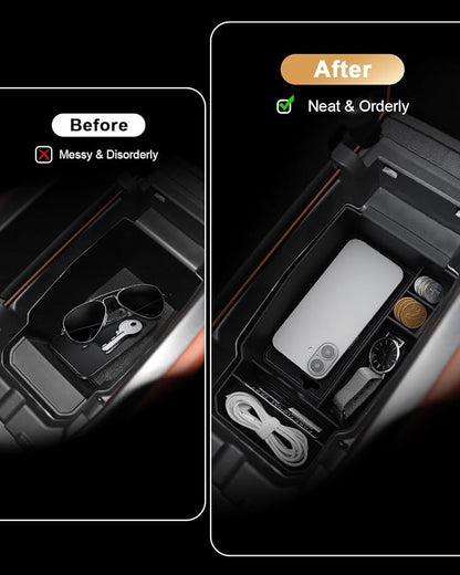 Center Console Organizer Set for 2023-2026 Mazda CX-50-3 Pcs Armrest Box Storage Tray + TPE Center Console Cup Holder Insert + Silicone Wireless Charging Mat for 2023-2026 CX-50 Accessories