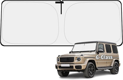 Windshield Sun Shade for Mercedes Benz G W463 G550 G55 G63 G65 1990-2026 Sunshade 300T Windshield Cover Sun Shield Blocks UV Rays Custom Fit G-Class Front Window Shade Foldable Keep Cool
