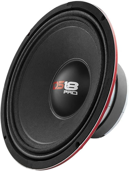 DS18 PRO-X10M Loudspeaker - 10", Midrange, Red Steel Basket, 600W Max, 300W RMS, 8 Ohms - Premium Quality Audio Door Speakers for Car or Truck Stereo Sound System (1 Speaker), Classic