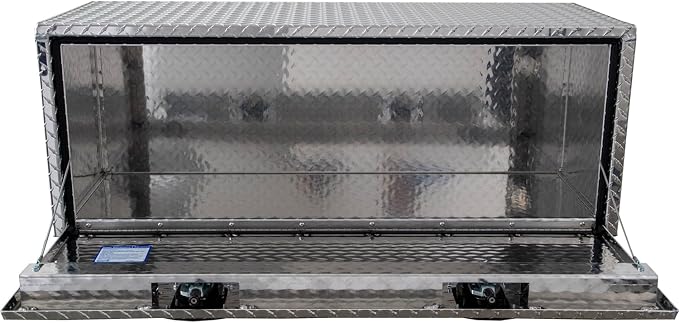 Buyers Products 1705110 Diamond Tread Aluminum Underbody Truck Tool Box, 18 x 18 x 48, Made in USA, .100 in. Thick, Corrosion Resistant, Locking Compression Latch, Secure Storage for Work Trucks