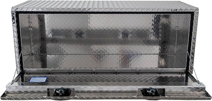 Buyers Products 1705110 Diamond Tread Aluminum Underbody Truck Tool Box, 18 x 18 x 48, Made in USA, .100 in. Thick, Corrosion Resistant, Locking Compression Latch, Secure Storage for Work Trucks