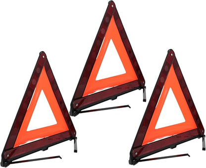 MAGICLULU 3pcs Roadside Warning Triangle Sign Kit Reflective Emergency Warning Signs for Vehicles Design for Easy Storage Stable Base for Night