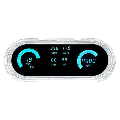 Intellitronix 1962-1965 Chevy Nova LED Digital Gauge Panel, Teal | Direct Fit Dash Replacement Cluster, Speedometer, Tachometer, Fuel, Oil, Temp & Volts, DP8001, Bezel Not Included