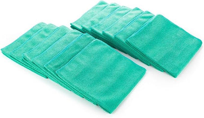 The Rag Company - The Pearl - Professional Microfiber Detailing Towel for Ceramic Coating Leveling and Sealant Removal, Safe and Scratch-Free with No Tags, 320gsm, 16in x 16in, Green -12 Pack